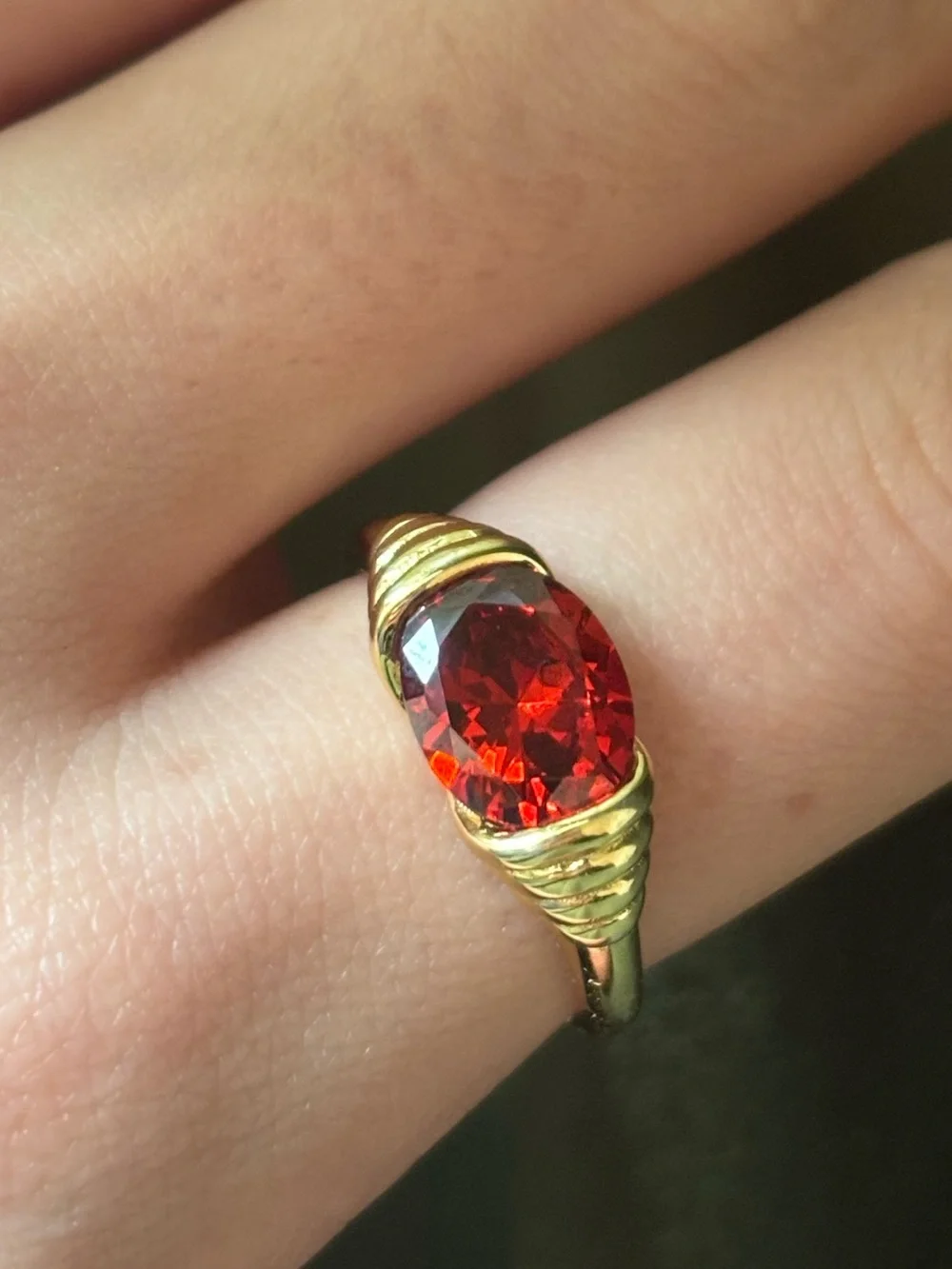 Red gemstone gold signet ring